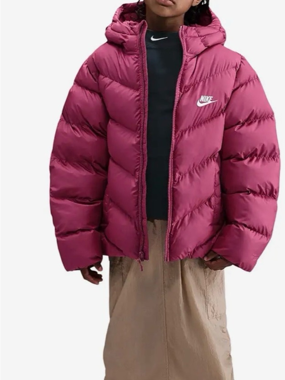 Big Kids' Therma-FIT Loose-Fit Puffer Jacket size M